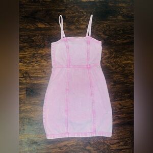 Pink denim mini dress